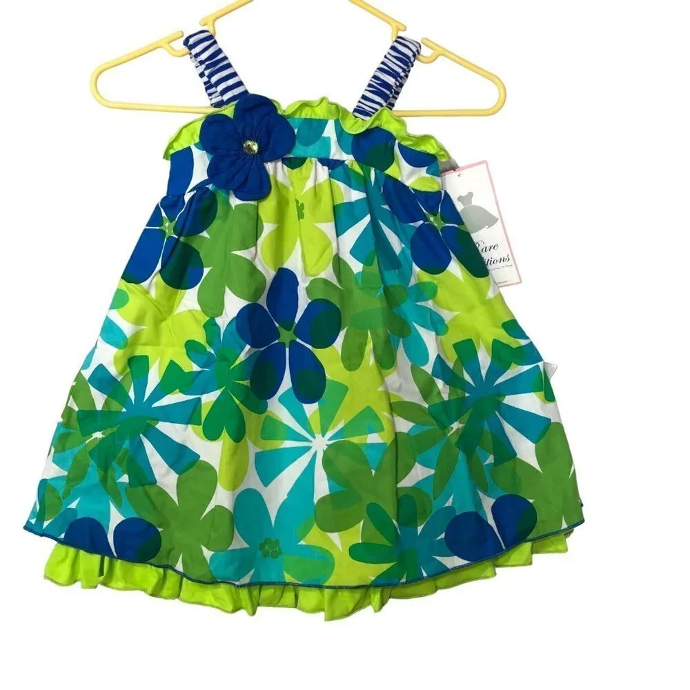 RARE EDITIONS RUFFLE HEM GIRLS DRESS SZ 5‎ NWT